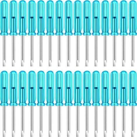100 unidades de destornilladores mini de 2,0 mm con mango azul para relojes, teléfonos móviles, discos duros, cámaras, computadoras - herramienta de reparación (ranura)