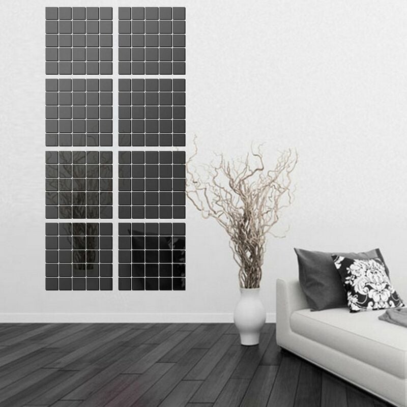 

Happyshopping - 100 UNIDS Venta Caliente Diseno Moderno Adhesivo Mini Cuadrado 3D DIY Espejo de Pared Para Habitacion Dormitorio Cocina Bano Stick