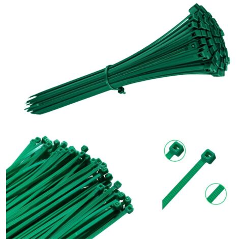 100 Universal Cable Ties GREEN -3.6x200mm- Cable Clamp and Plastic Cable Tie - Effective and Robust Cable Management Solution - High Quality Green Cable Ties