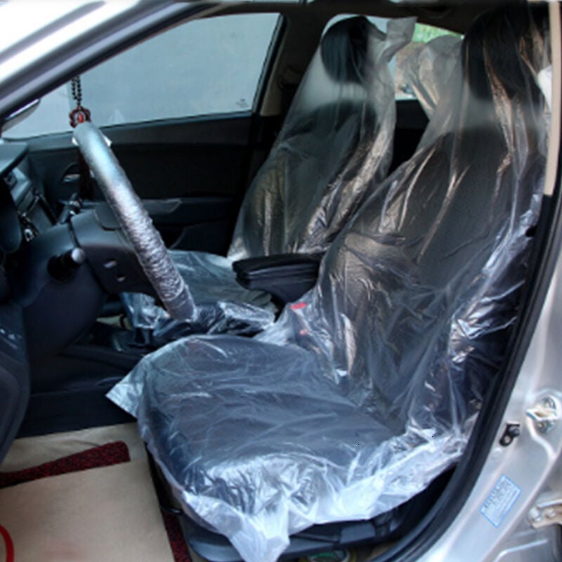100 universal einweg auto PE weiche kunststoff sitz abdeckung wasserdichte auto reparatur schutzhülle,100pc s | 04537365739574