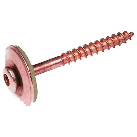 100 Vis à bois T20 pour tuile de rive D. 4,5 x 60 mm + Rondelle étanche D. 20 mm - Inox A2 Cuivré