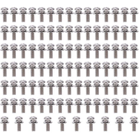 100 Vis à Tôle Acier Inoxydable 304 avec Rondelles Plates - Assortiment de 100 Pièces