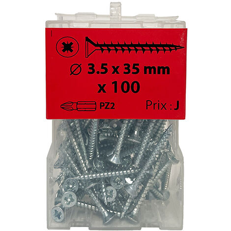 100 vis agglo 3,5x35mm fraisée Pz  zingué Viswood