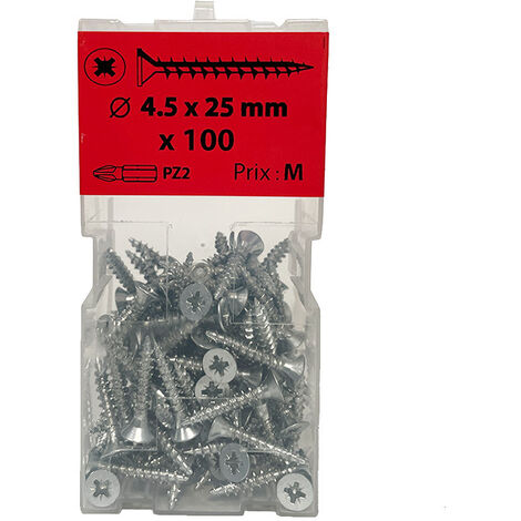 100 vis agglo 4,5x25mm fraisée Pz  zingué Viswood