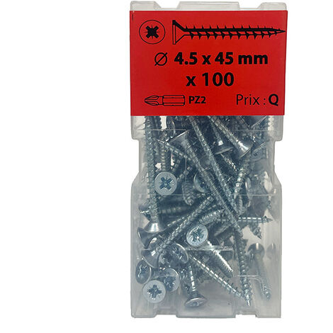 100 vis agglo 4,5x45mm fraisée Pz  zingué Viswood