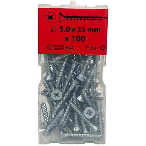 100 vis agglo 5x35mm fraisée Pz  zingué Viswood