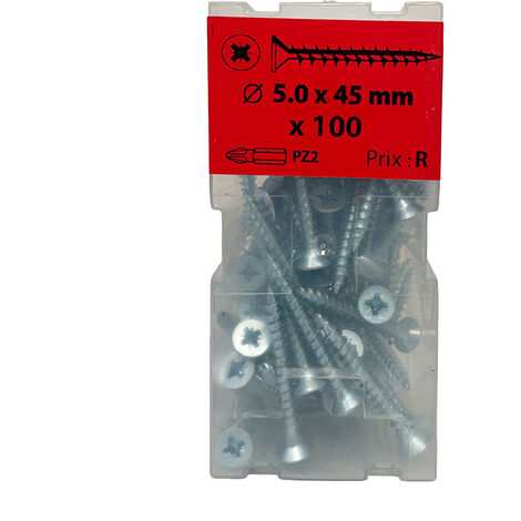 100 vis agglo 5x45mm fraisée Pz  zingué Viswood