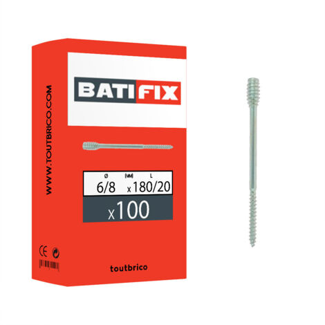100 vis écartement menuiserie Ø6/8x180/20mm zingué Batifix