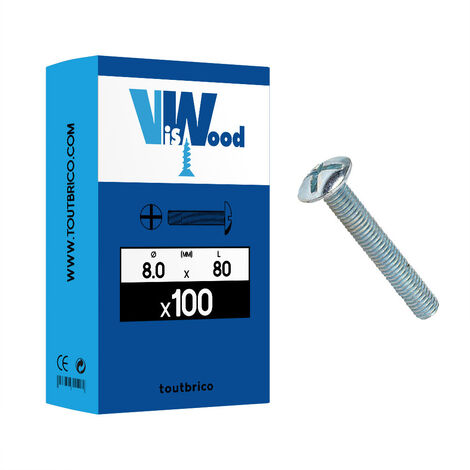 100 vis poêlier 8 X 80mm zingué - Viswood