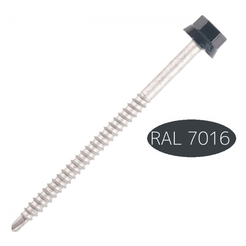 Vis fixation bac acier sur bois ral 7016 - Longueur : 75 - scellit