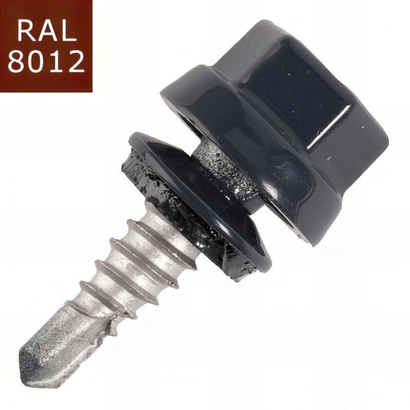 100 Vis pour bacs acier d. 6,3 mm l. 22 mm zamatop-cr TH12 pour le couturage - ral 8012