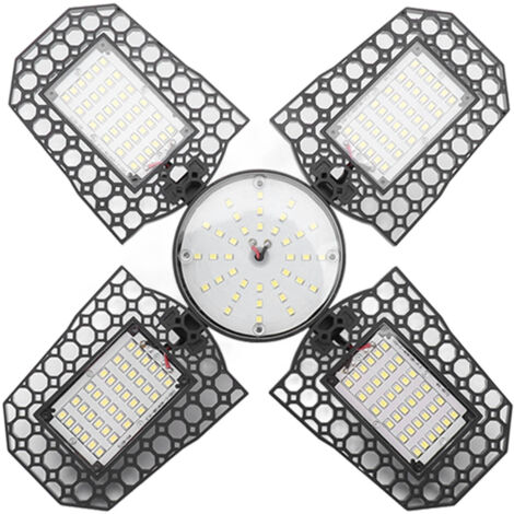 100-W-LED-Leuchte, 4-flammig, faltbar, hohe Helligkeit, energieeffizient, für Garage und Werkstatt, E27-Sockel, 85–265 V