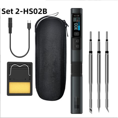 100-W-Lötkolben-Lötset, DC 9–24 V, PD/QC/DC-Heizung 180–842 ℉, 3 Schweißköpfe, IPS-Bildschirm, geeignet für elektronische Komponenten, Haushaltsgeräte, Heimwerker