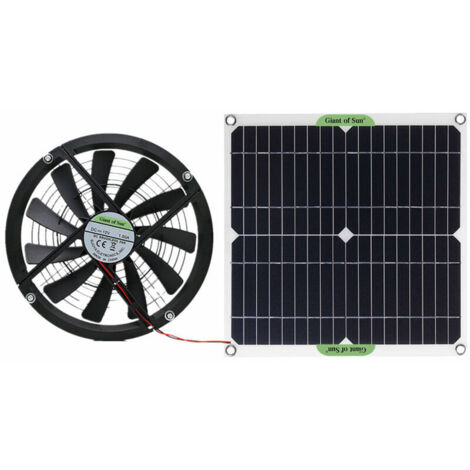 100 W monokristallines Silizium-Solarpanel Solarfolie 12 V Solarventilator 10-Zoll-Mini-Solarlüfter Abluftventilator Solarbetriebener Ventilator für Toiletten-Haustierhaus, Schwarz