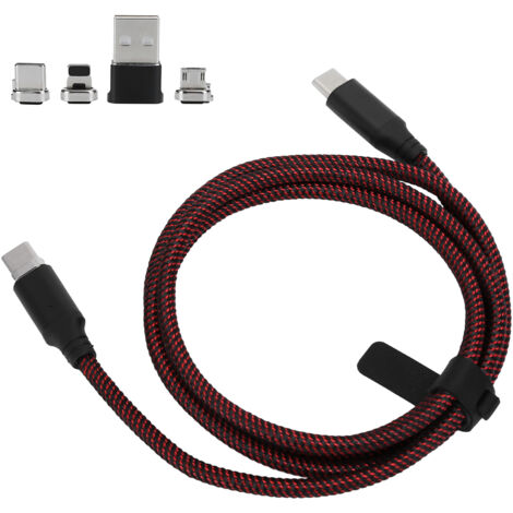 100-W-PD-Magnetladekabel (1,2 m) – Kompatibel mit USB-C, Micro-USB und Lightning – 4-in-1-Schnellladefunktion