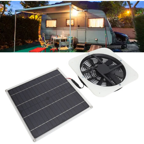 100-W-Solar-Abluftventilator-Set mit Solarpanel und 10-Zoll-Ventilator (weiß) für Gewächshaus, Unterstand, Hühnerstall – [Solarpanel-Ventilator-Set] [Markenlos] [Weißes Modell] [Abluftventilator]