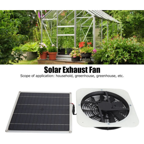 100-W-Solarventilator-Set mit 10-Zoll-Abluftventilator für Gewächshaus, Schuppen, Hühnerstall, Weiß