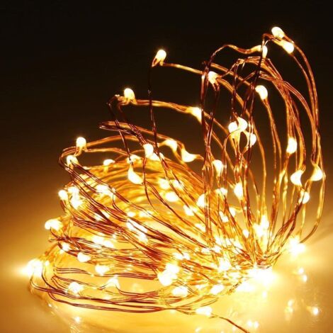100 Warm White Micro Rice Copper Wire LED Battery Fairy String Lights Party 10m