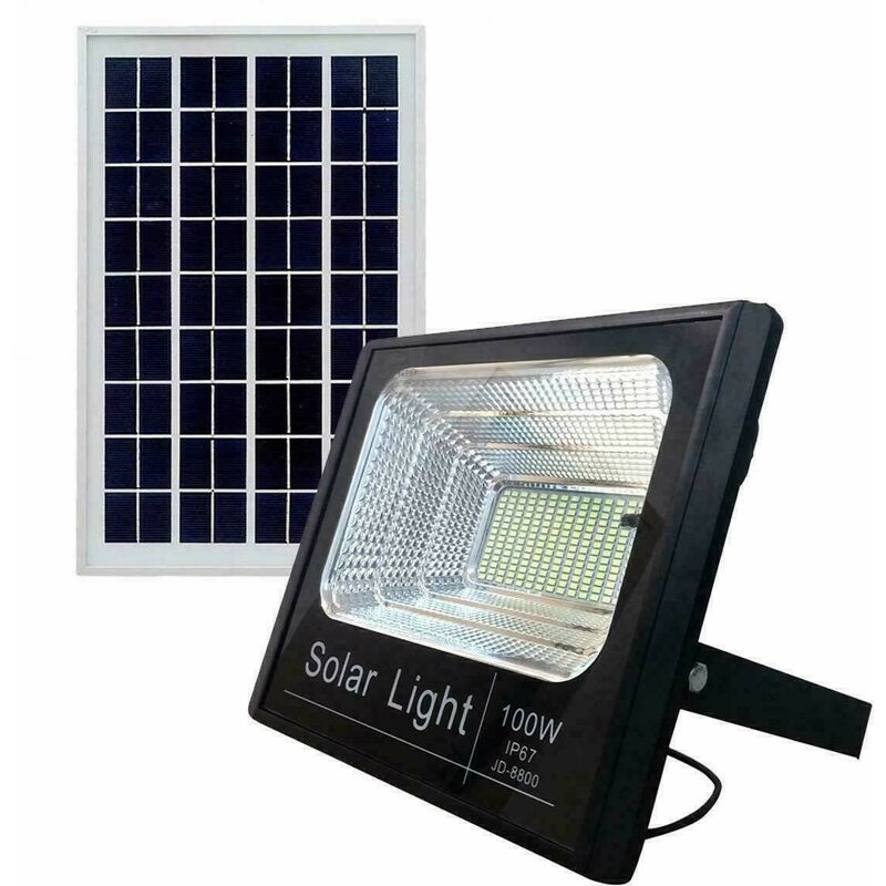 Image of Zencocco - 100 Watt Faro Led Crepuscolare Con Pannello Solare Fotovoltaico Ip67