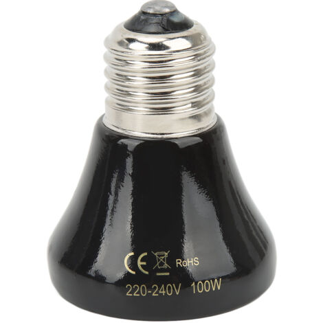 100-Watt-Keramik-Wärmelampe für Reptilien, Infrarotlampe für Terrarien, Heizgerät für Echsen und Amphibien, 220–240 V, schwarz.