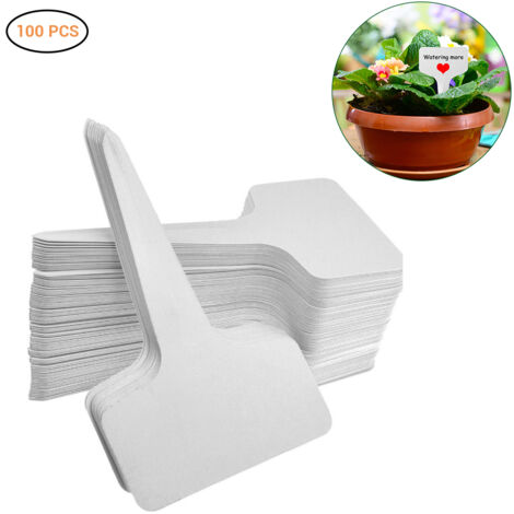 100 weiße PVC-Gartenpflanzenetiketten, Gartenmarkierungen, Kunststoff-Schreibplatten, Lesezeichen für den Gemüsegarten