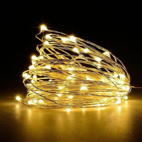 100 White Micro Rice Copper LED Battery Fairy String Lights Party Decoration 10m