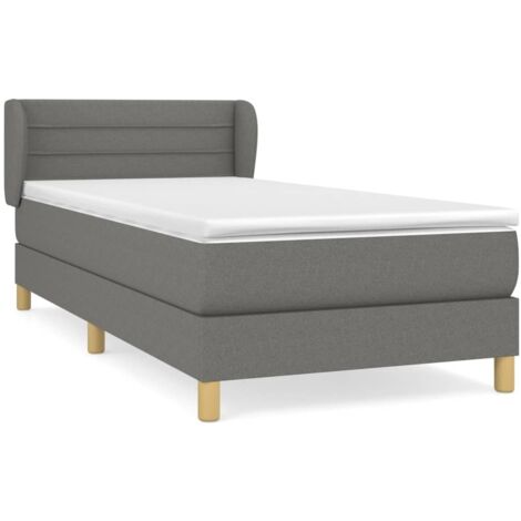 100 x 200 cm Lit adulte 1 personne - Lit à sommier tapissier avec matelas Gris foncé 100x200cm Tissu - élégant chambre16595