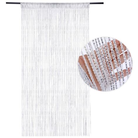 100 x 200 cm Pailletten-Türvorhang mit Quasten für Raumteiler und Sichtschutz (Silber)