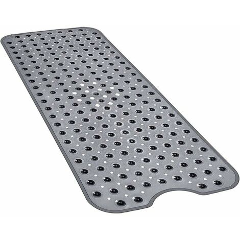 100 x 40 cm Extra Large Non-Slip Shower Mat, Bath Mat with Suction Cups, Machine Washable Bath Mat with Drain Holes, Transparent Black Transparent