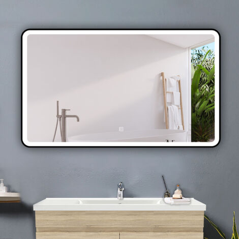 100 x 60cm Badspiegel Touch LED Wandspiegel Badezimmerspiegel Beleuchtung Beschlagfrei Kalt/Warmweiß dimmbar