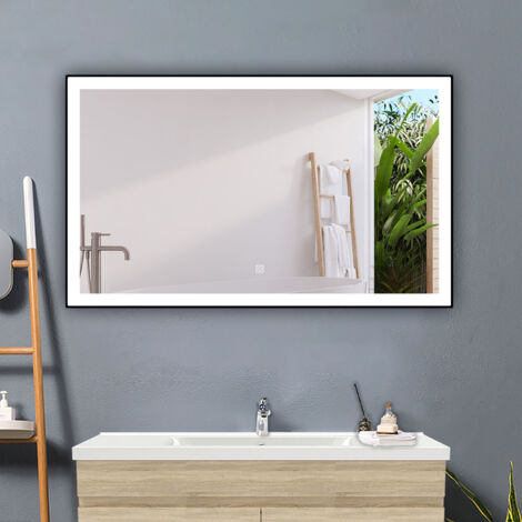 100 x 60cm LED Wandspiegel Badezimmerspiegel Beleuchtung Touch Badspiegel Beschlagfrei Kalt/Warmweiß dimmbar