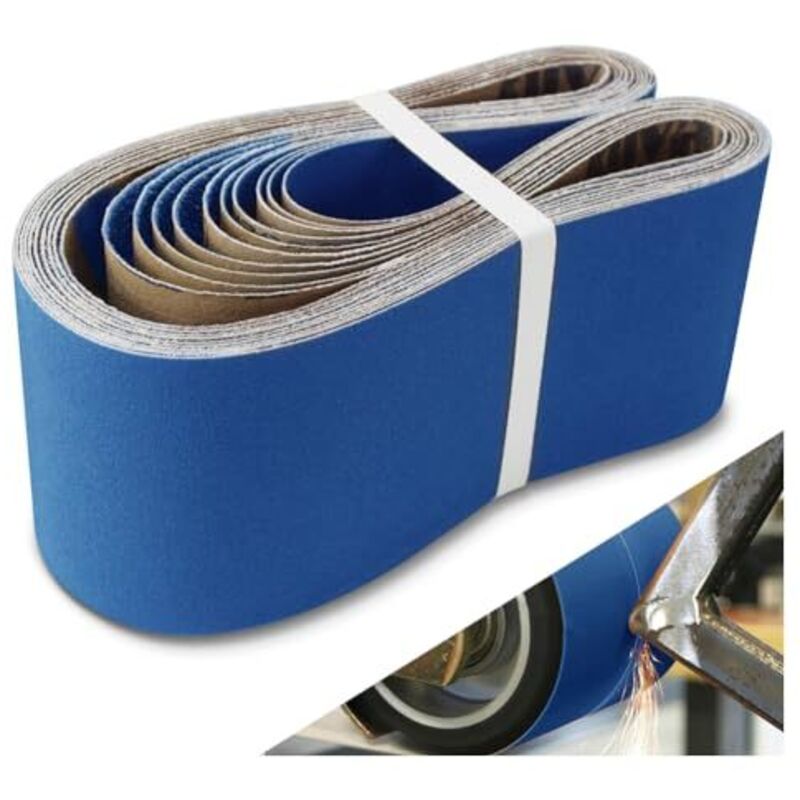 100 x 915 MM Sanding Belts, 10 Pcs Assorted Grits (40/60/80/120/240), Zirconia Sanding Belts for Metal Polishing, Woodworking, Derusting