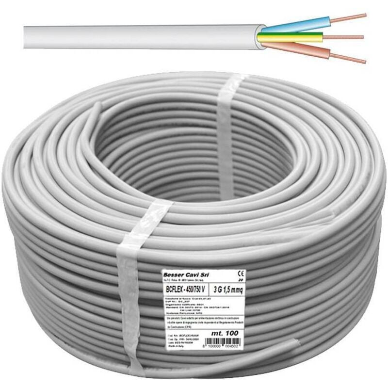Marca - 100 x section de câble électrique 3x1,5 gris 450/750v