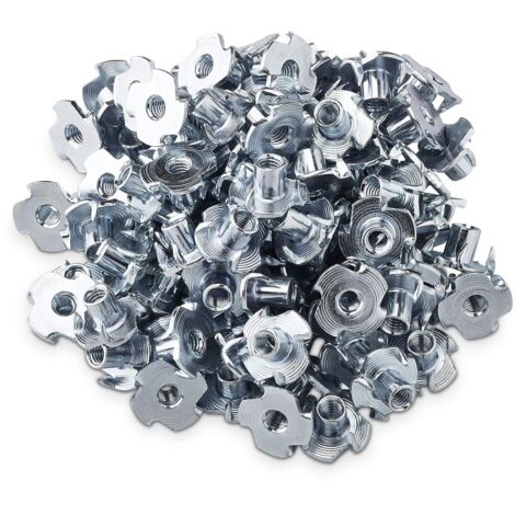100 x Écrous à Griffes M5 x 8 x 15 mm avec 4 Pointes pour la Fixation de Composants de la Fabrication de Meubles Écrous