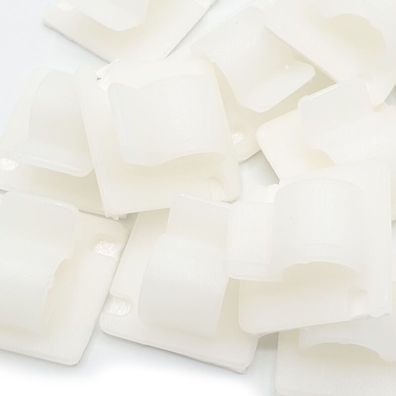 100 x Nylon Self Adhesive Cable Clips 25x25mm White