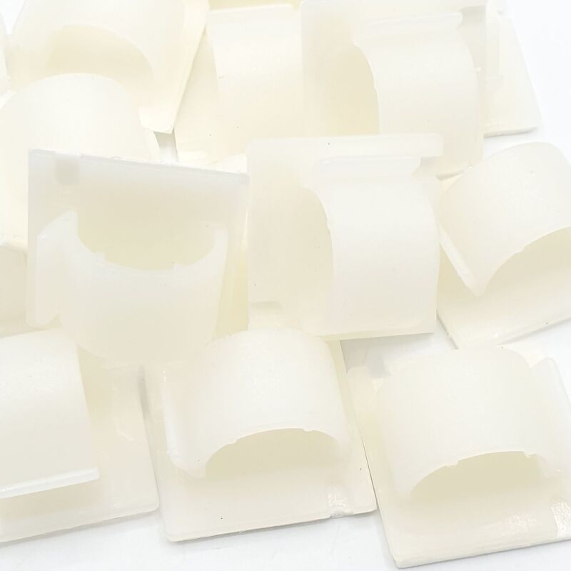 100 x Nylon Self Adhesive Cable Clips 28x28mm White