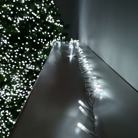 1000 LED 25m Indoor Outdoor Christmas Multi Function Mains Operated String Lights with Timer & Clear Cable in Cool White