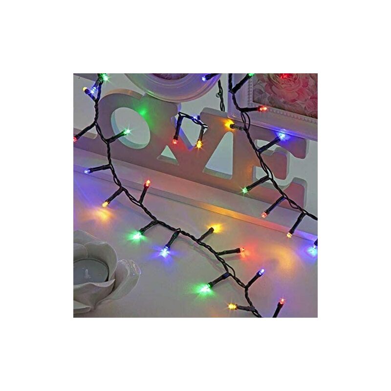 1000 LEDs Multicolour Compact LEDs Green Cable with 8 Effects Multifunction Auto Memory Indoor/Outdoor Christmas Home Decorations - Multicolour