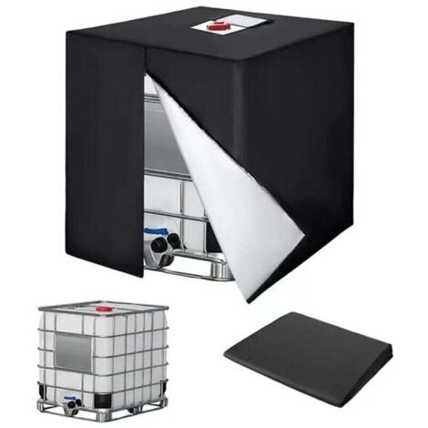 1000-Liter-Tankabdeckung, 420D-Wassertankdeckel, UV-beständige Tankabdeckung, IBC-Tank-Schutzabdeckung mit Reißverschluss, 120 x 100 x 116 cm (Schwarz)