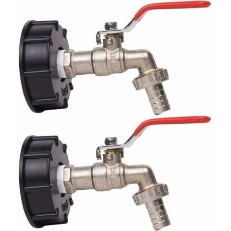 1000-Liter-Tankhahn, Regenwassernutzungshahn, 1/2"-IBC-Wassertankadapter, Doppel-Regenwassernutzungshahn, Messinghahn aus PP, 60 mm Grobgewinde (2 Stück)