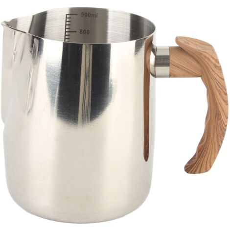 1000-ml-Milchkännchen aus Edelstahl (304) mit tropffreiem Ausgießer und Griff, ideal zum Aufschäumen und Erwärmen von Milch für Kaffee