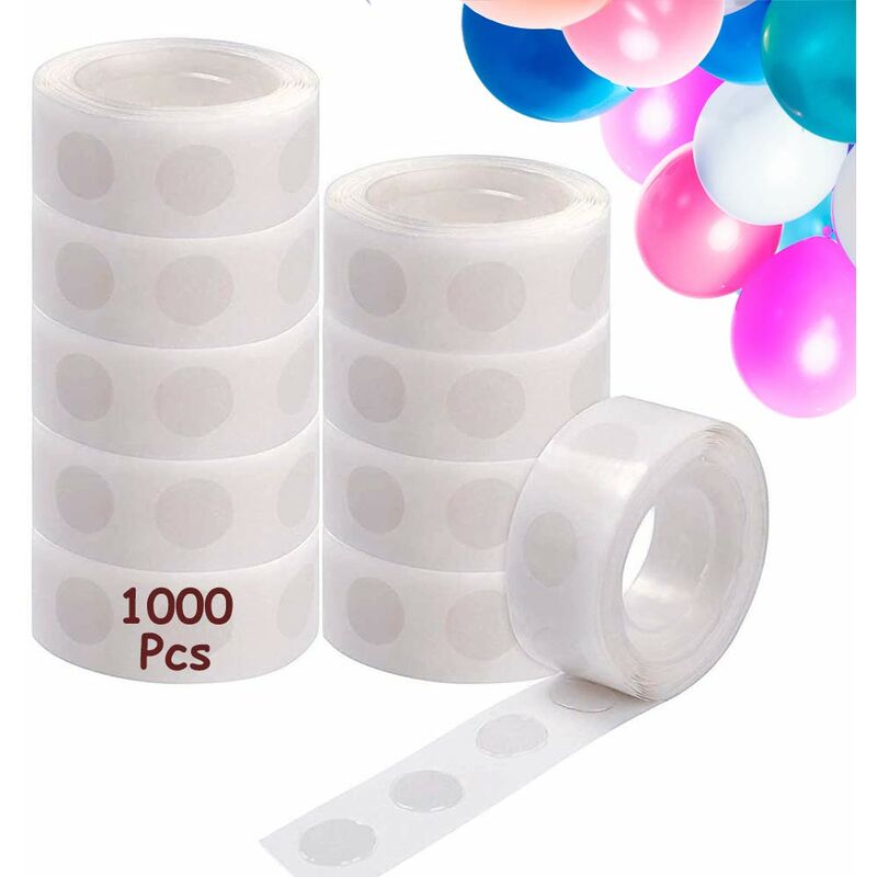 Tinor - 1000 Pcs Balloon Glue Dots, Double Sided Balloon Glue Dots Tape Glue, Removable Adhesive Dot Sticker for Wedding Party Birthday Balloon