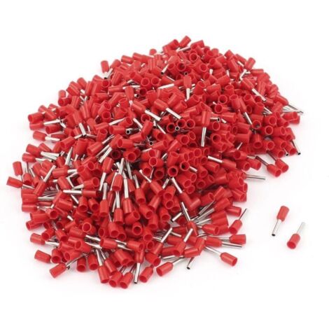 1000 pièces E1008 18 AWG Bornier à extrémité de câble isolé à gaine rouge