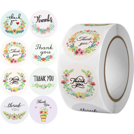 (1000 pièces) Étiquettes autocollantes « Merci » 2,5 cm 36