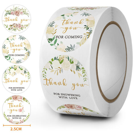 (1000 pièces) Étiquettes autocollantes « Merci » 2,5 cm 8