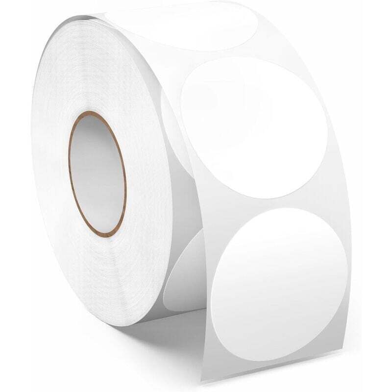 1000 Pieces Gommettes Rondes Blanches 38 mm Autocollantes Pastilles Adhésives Étiquettes Circulaires en Vinyle et ÉTanche pour Bureau & Entrepôts