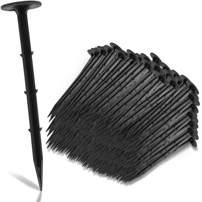 1000 Pièces Piquets de Fixation en plastique, l. 160mm Ø3.5mm, Piquet ancrage sol jardin, pour Toile de Paillage Bâche, Noir