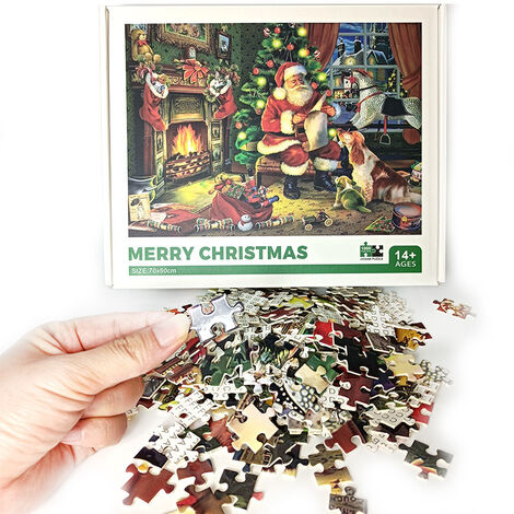 1000 Pièces Puzzle de Rue de Noël et Puzzle du Père Noël, Puzzles pour Adultes 1000 Pièces et Plus, Jeu Amusant Éducatif Intellectuel