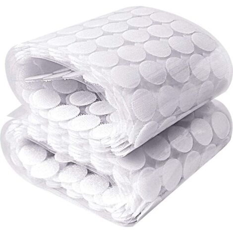 1000 punti di velcro autoadesivi da 20 mm, 500 paia di chiusure a strappo autoadesive, adatte per carta, plastica, vetro, pelle, metallo e abbigliamento (bianche).