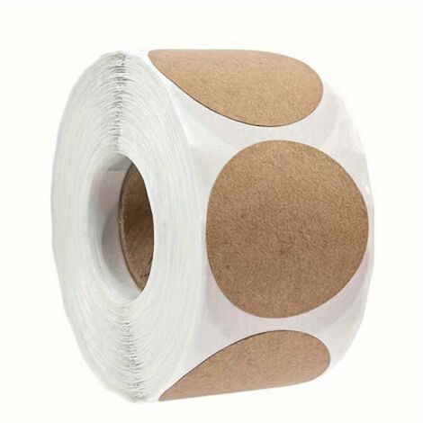 1000 Stück/2 Rollen runde, selbstklebende Kraftpapieretiketten, Artikelklassifizierung, Namensaufkleber, Personenaufkleber